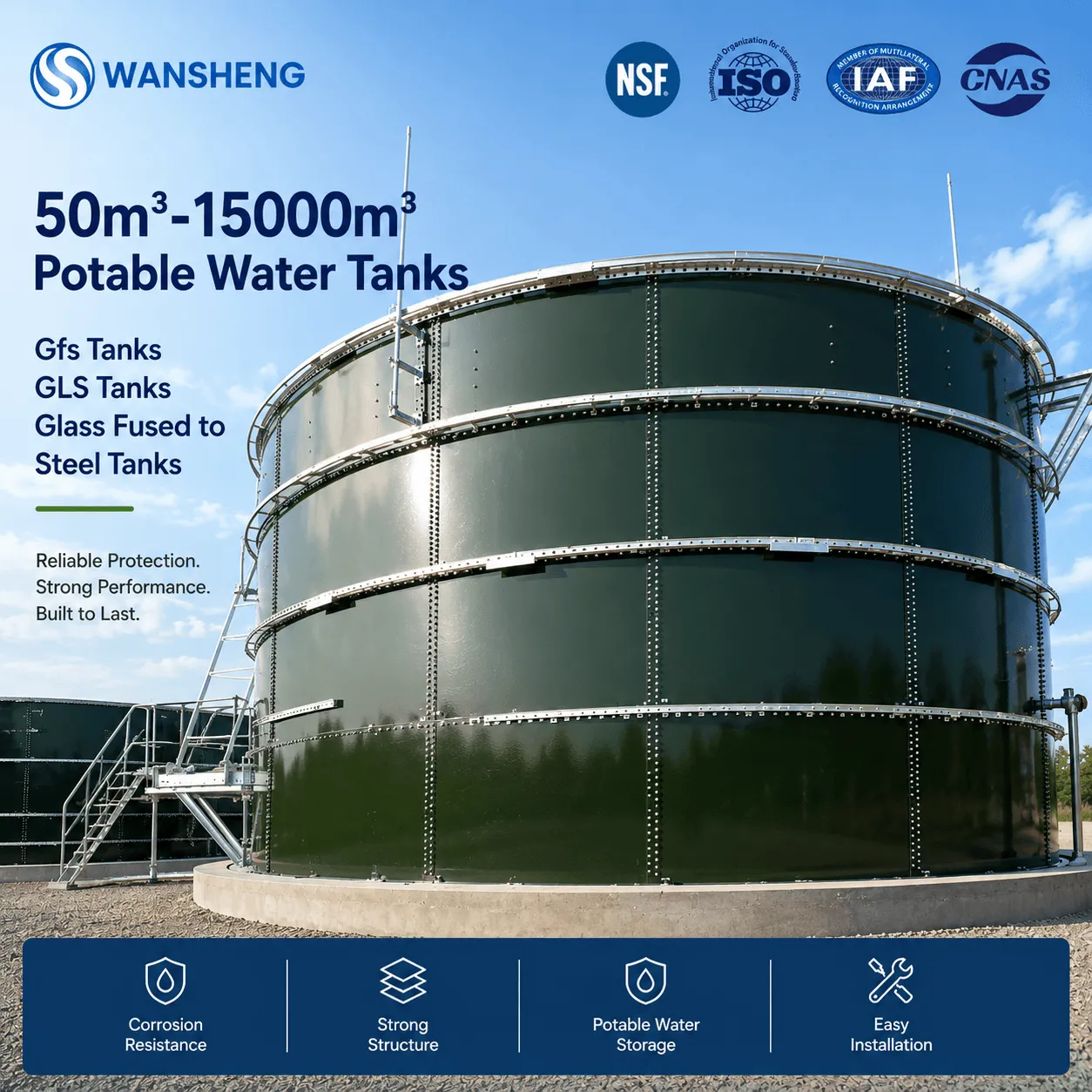 50m3-15000m3 Potable Water Tanks Gfs Tanks GLS Tanks Glass Fused to Steel Tanks