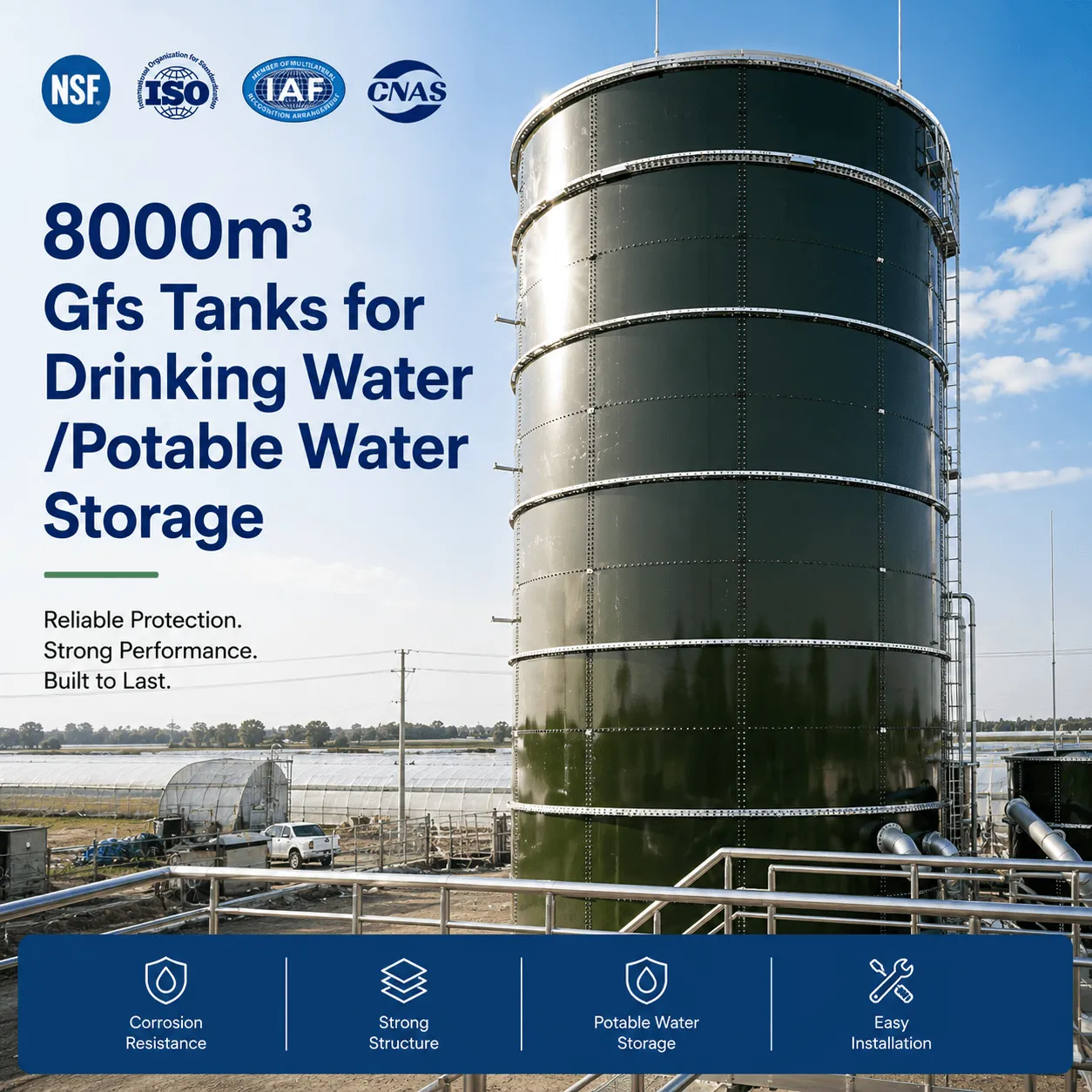8000m3 Gfs Tanks for Drinking Water /Potable Water Storage