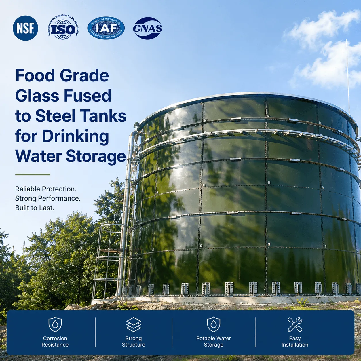 Food Grade Glass Fused to Steel Tanks for Drinking Water Storage