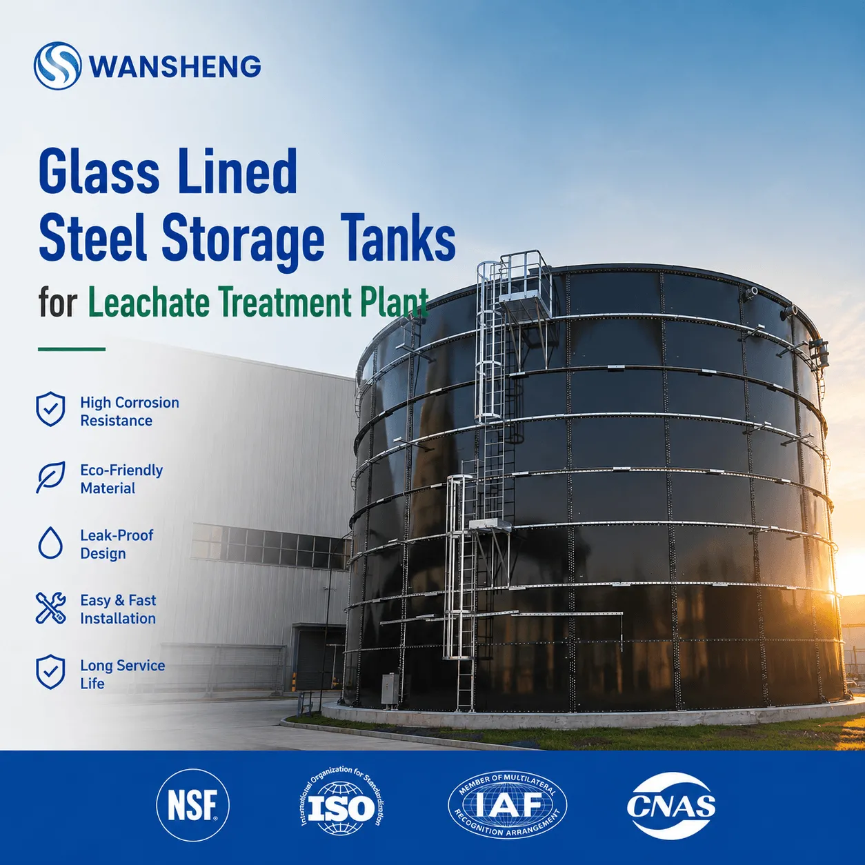 Glass Lined Steel Storage Tanks for Leachate Treatment Plant