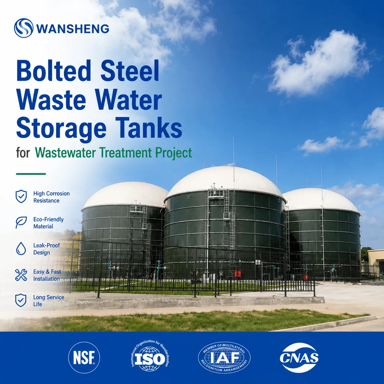 Bolted Steel Waste Water Storage Tanks for Wastewater Treatment Project