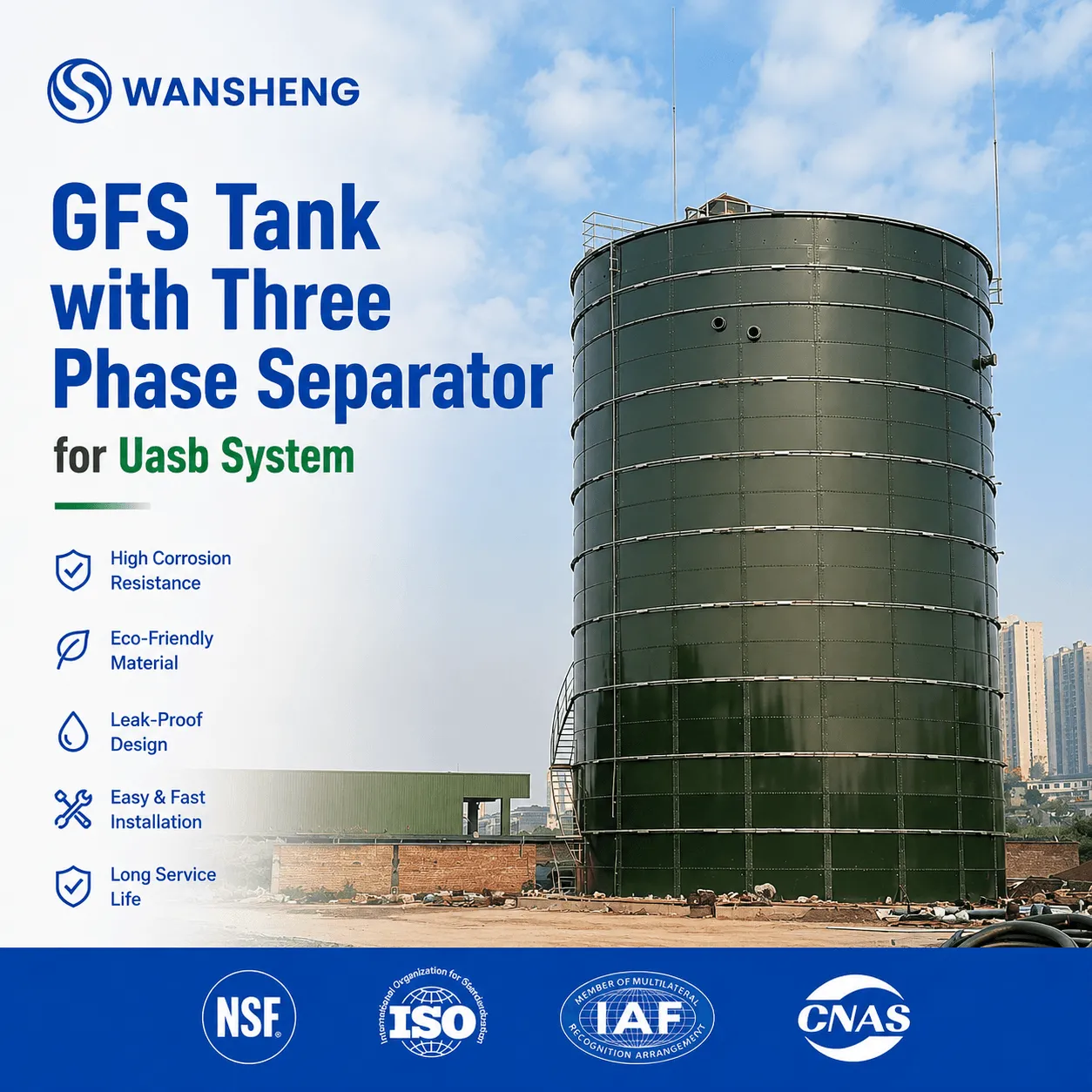 GFS Tank with Three Phase Separator for Uasb System