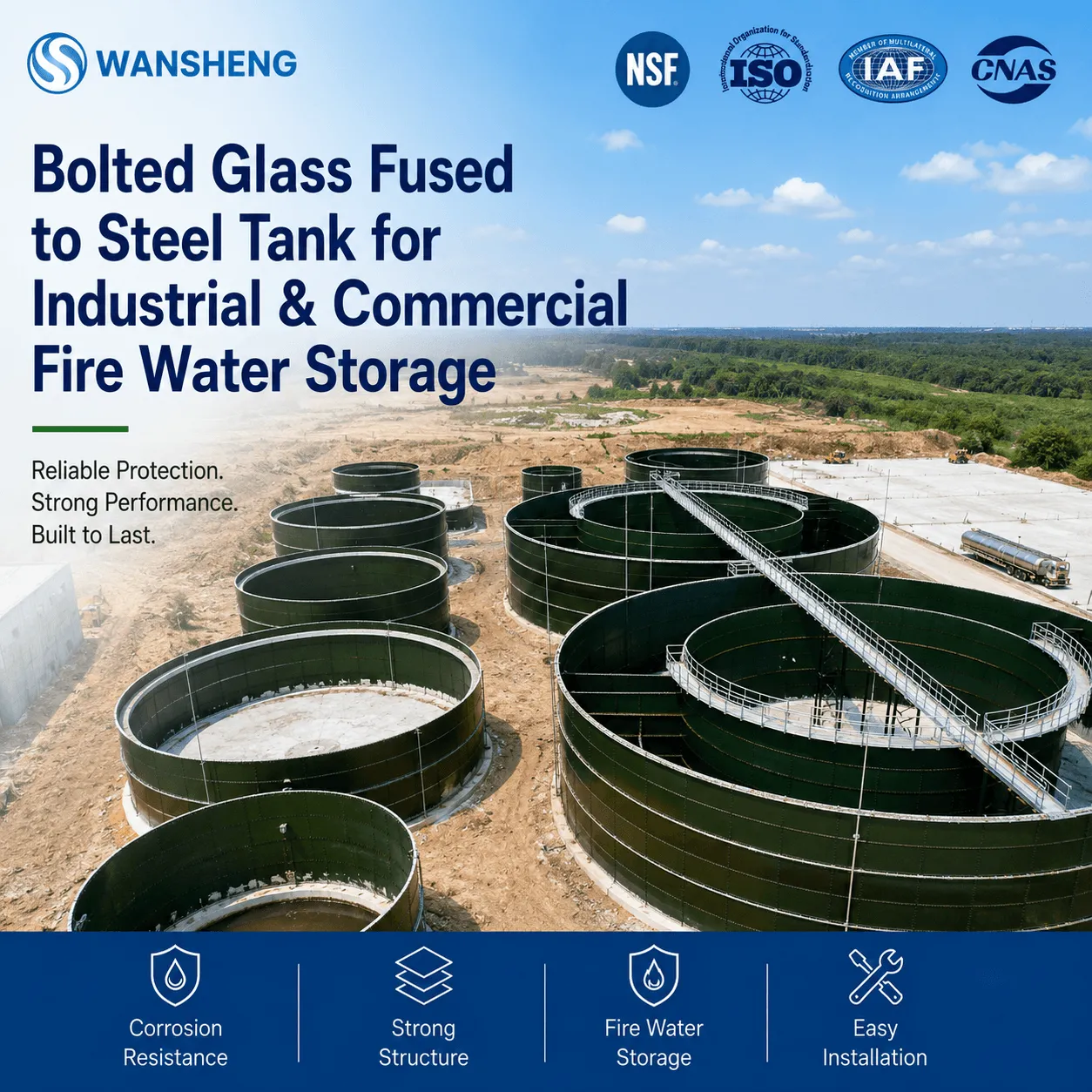 Bolted Steel Industrial Water Tanks for Coco Cola Wastewater Treatment Plant