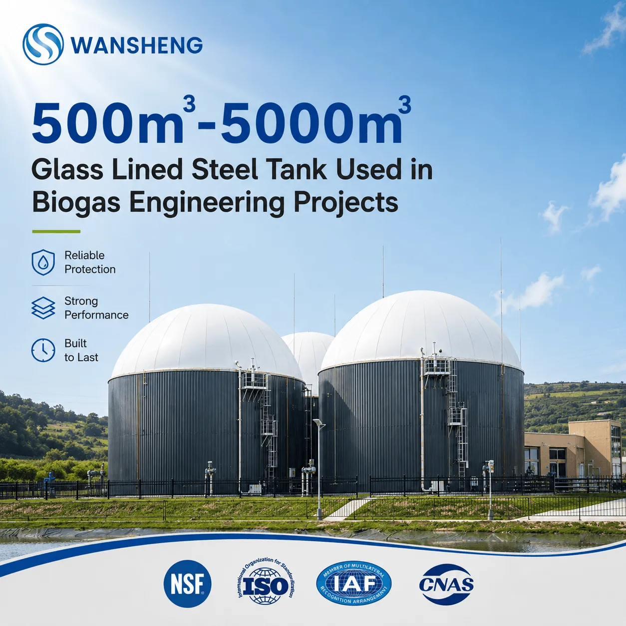 500m3-5000m3 Glass Lined Steel Tank Used in Biogas Engineering Projects
