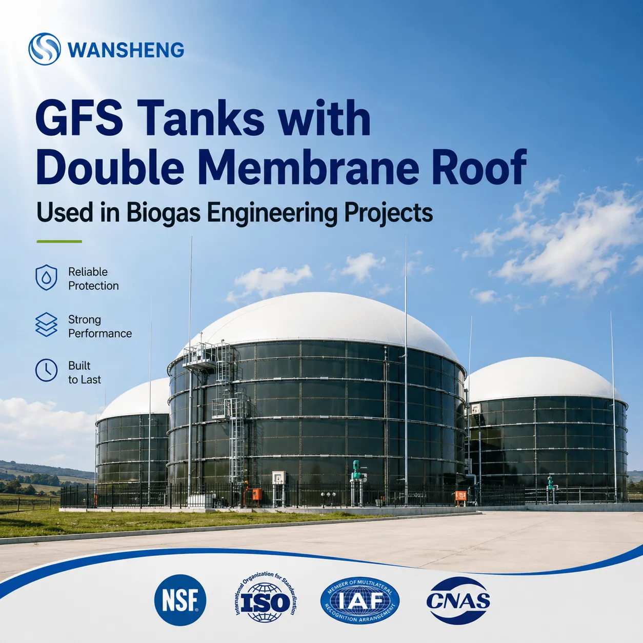 GFS Tanks with Double Membrane Roof Used in Biogas Engineering Projects